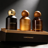 Flacon de parfum en verre haut de gamme de 100 ml, flacon cylindrique en verre avec bouchon en bois pour emballage de parfum, boîte OEM