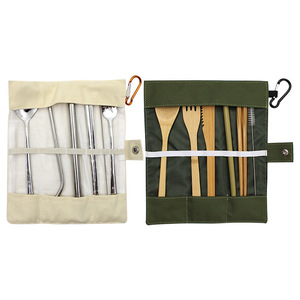 Takeaway cutlery bag/<b>box</b>, travel straw bag, eco-friendly canvas cutlery bag, Western-style folding <b>storage</b> bag. - Product Image 1