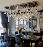 Lustres en verre d'escalier pour salon hôtel maison lustre moderne personnalisé grandes feuilles d'érable