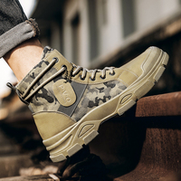 Bottes tactiques pour hommes, respirantes, légères, camouflage, mi-hautes, en toile, semelle extérieure souple, fermeture à cordon, pour un usage décontracté