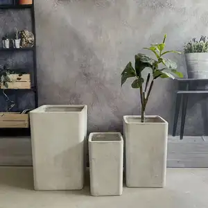 <span class=keywords><strong>Jardinière</strong></span> <span class=keywords><strong>rectangulaire</strong></span> en fibre de verre de style moderne, jardinières en <span class=keywords><strong>béton</strong></span> léger, pot de fleurs personnalisé pas cher, vase de sol - Product Image 1