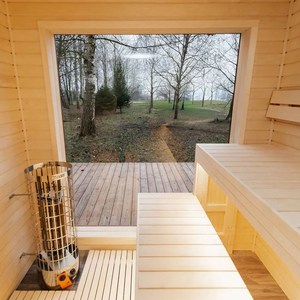 Sauna carré électrique écologique de luxe pour jardin, cabane extérieure avec chauffage télécommandé et banc ergonomique confortable - Product Image 5
