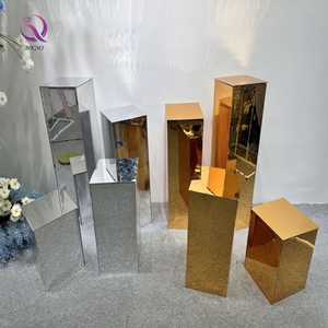 New đạo cụ đám cưới Đôi gương <span class=keywords><strong>acrylic</strong></span> cột vuông đường hướng dẫn trang trí chào đón khu vực trang trí hoa đứng bánh đứng - Product Image 1