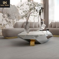 Table Boca au design unique Mobilier de maison de luxe Table centrale contemporaine en diamant argenté Table basse avec modules en acier inoxydable