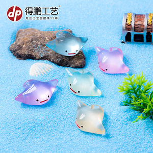 Adorno en Miniatura de Resina de Manta Ray Luminosa, Estilo de Dibujos Animados, para Decoración Marina de Acuarios - Product Image 1