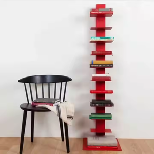 Estantería roja moderna de 10 capas, librería de Metal que ahorra espacio para el hogar, la oficina o la sala de estar, libros de cuentos de fácil acceso - Product Image 2