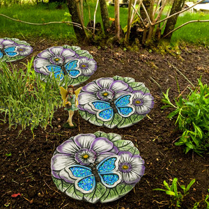 <span class=keywords><strong>Vendita</strong></span> calda All'aperto Cemento Decorazione del <span class=keywords><strong>Giardino</strong></span> Stepping Stones Con Farfalla & il Fiore - Product Image 5