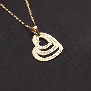 Collana personalizzata con nome di famiglia in acciaio inossidabile nome multiplo con Design a cuore ciondoli di collana con nome personalizzato - Product Image 5
