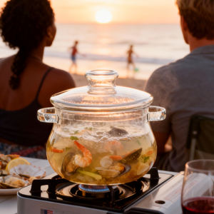 Olla de Cocina de Vidrio de Borosilicato Transparente para Exteriores: 2.5L (84.5oz) Resistente al Calor para Campamentos, Viajes o Reuniones - Product Image 2