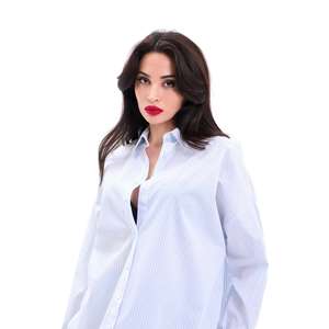 Chemise boutonnée en popeline rayée pour femme Naples, style classique au quotidien, design simple - Product Image 2