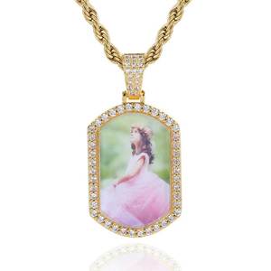 Colgante Hip Hop de Moissanita con Foto Personalizada, Plata de Ley 925, Incrustaciones de Diamantes, Cadena con Baño de Oro Real - Product Image 2