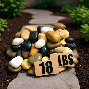 Pierres de rivière naturelles polies, galets de 18 lb, pierres rondes mélangées pour l'aménagement paysager de cour, usage extérieur décoratif - Product Image 2