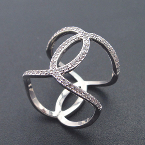 Nouvelles conceptions 2017, bague en argent sterling 925 plaqué rhodium avec CZ blanc - Product Image 2