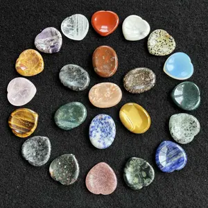 Piedras de cristal para masaje, piedra para el pulgar, corazón, pulido, palma, curativa, venta al por mayor