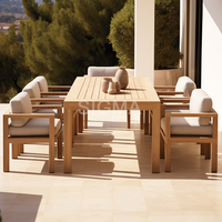 Table basse d'extérieur en teck massif résistant aux intempéries Sigma pour mobilier de jardin avec construction durable