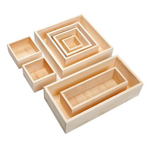 Custom cheap simple unfinished rectangular small wood box wooden storage box
