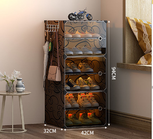 Meuble à <span class=keywords><strong>chaussures</strong></span> pliable en plastique 6 niveaux avec crochets extensibles, portes anti-poussière, design moderne, pour la maison, l'atelier, le salon et l'entrée - Product Image 1