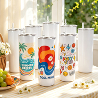 Bouteilles d'eau en acier inoxydable vierges pour sublimation, vente en gros, divers modèles, gobelets personnalisables DIY, tasses à café avec paille, articles de boisson multi-styles