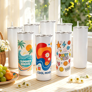Bouteilles d'eau en acier inoxydable vierges pour sublimation, vente en gros, divers modèles, gobelets personnalisables DIY, tasses à café avec paille, articles de boisson multi-styles - Product Image 6