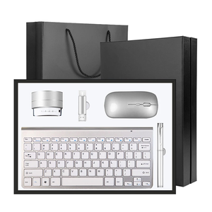 New Gadgets Top Ranking Corporate Gift Set Cost-Effective Plastic Wireless Keyboard+Mouse+USB Flash Drive+Pen for Business