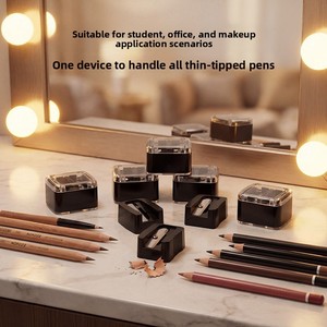 Manuel Siyah Kalem Kalemtıraş <span class=keywords><strong>Eyeliner</strong></span> Lipliner Kaş Çift Delikli Mini Temizleyici Çubuk ile Makyaj Kozmetik Aracı - Product Image 4