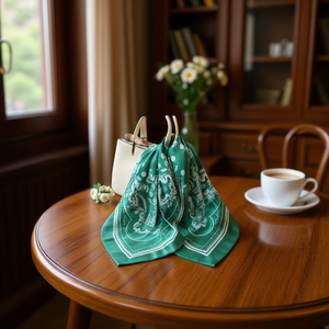 Pañuelo Pequeño Cuadrado con Diseño Paisley y Puntos, 70x70cm, 38g, Accesorio de Moda para Mujer - Product Image 2