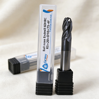 Fraise à bout sphérique en carbure, 2/4 cannelures, revêtement HRC55 HRC58, outil à longue portée pour fraisage de profilés en acier inoxydable, OEM