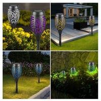 Lampes à LED solaires à effet de flamme vacillante réaliste, étanches, modernes, pour l'éclairage extérieur des allées de jardin, avec capteur de lumière