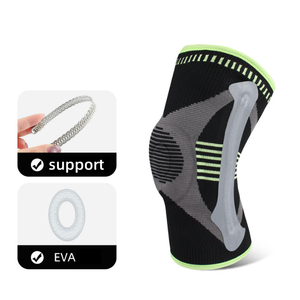通気性膝サポート圧縮膝スリーブブレースシリコンパッド付き二国間ステースポーツパフォーマンス向上 - Product Image 1