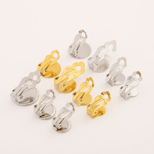Boucles d'oreilles à clipser en acier inoxydable, base ronde, surface lisse, accessoires de bijoux DIY pour oreilles non percées, unisexe, en alliage de zinc - Product Image 2