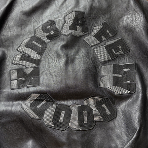 جاكيت NEOHOPE بتصميم مخصص للدراجات النارية للرجال، بجودة عالية وتطريز حروف وجلد مقاوم للماء، بتصميم قصير ومزين بأحجار الراين لسباقات الدراجات - Product Image 6