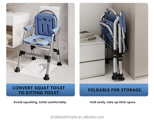 Tout-en-un Aucune installation requise 3-EN-1 Conçu pour les personnes obèses Chaise de toilette grande taille Hauteur réglable <span class=keywords><strong>Commode</strong></span> de chevet - Product Image 5