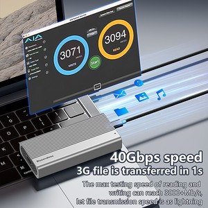 40Gbps Bên Ngoài M.2 NVME PCIE <span class=keywords><strong>SSD</strong></span> Vỏ Vỏ Quạt Làm Mát Không Cần Dụng Cụ USB-C Tương Thích Với <span class=keywords><strong>Thunderbolt</strong></span> 3/4 USB3.2/3.1/3.0/2.0 - Product Image 5