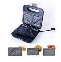 Assiettes détachables chaudes Gaufrier 3 en 1 Petit déjeuner Maker Non Stick Sandwich Maker