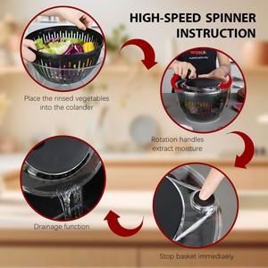 <span class=keywords><strong>WOKA</strong></span> W2002 2025 - Ensaladera Multifuncional Premium para el Hogar, Libre de BPA, con Cuchilla de Acero Inoxidable, Apta para Lavavajillas, con Drenaje para Lechuga y Verduras - Product Image 4