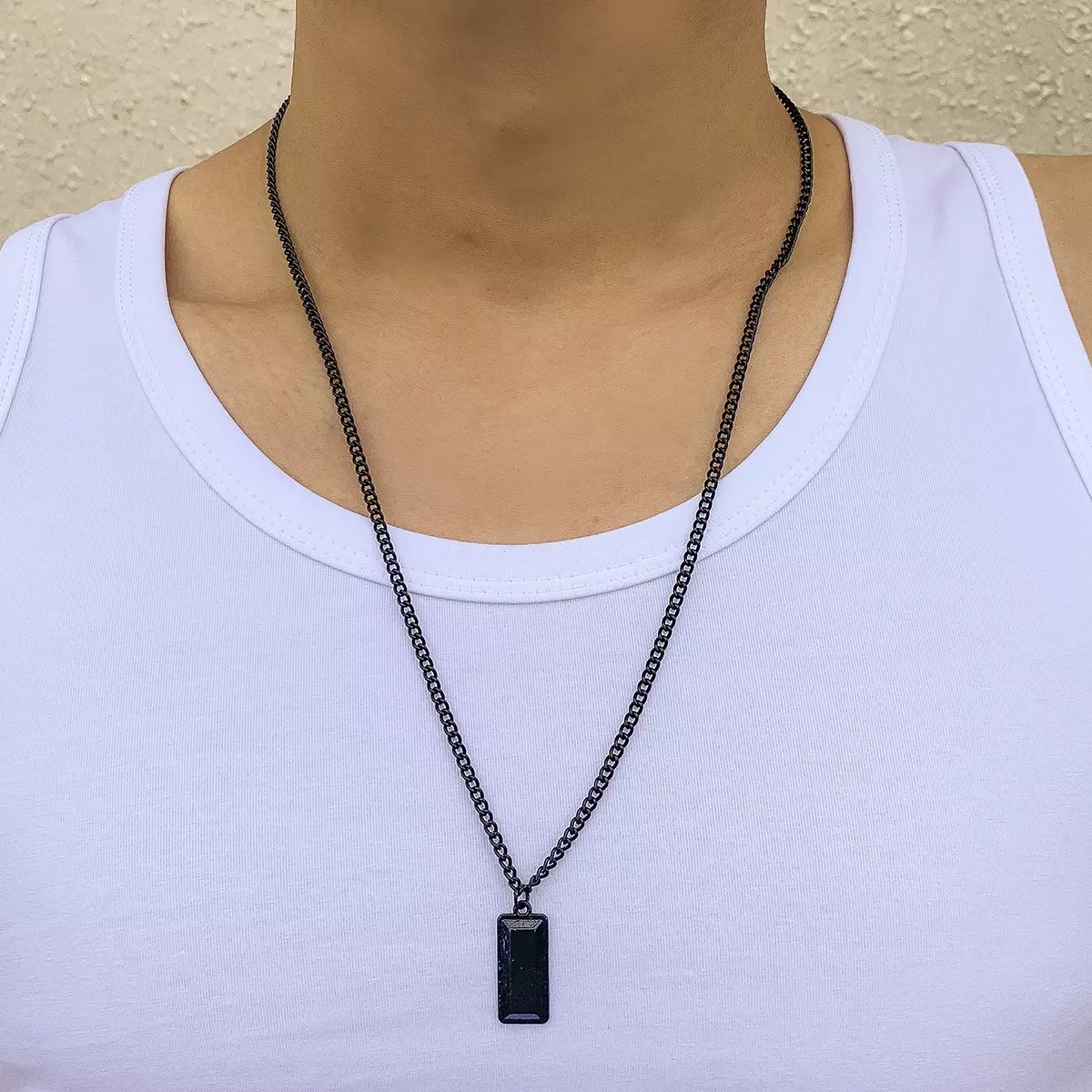 SHIXIN Punk Black Link Chain Necklace - Statement Men's Jewelry