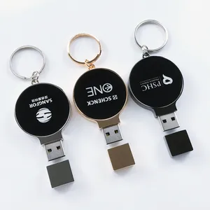 Logo personalizzato USB drive con Memory Stick rotondo luminoso 8GB 16GB 32GB pendrive USB 2.0 in metallo girevole USB flash drive