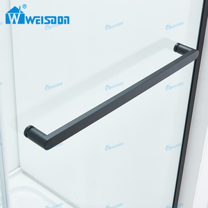 <span class=keywords><strong>Puerta</strong></span> de ducha de <span class=keywords><strong>baño</strong></span> de vidrio sin marco <span class=keywords><strong>deslizante</strong></span> individual de acero inoxidable negro mate personalizado Weisdon - Product Image 5