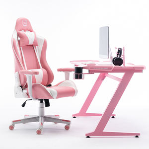 Precio al por mayor de fábrica, luz LED RGB en forma de Z, mesa gamer, <span class=keywords><strong>escritorio</strong></span> para juegos, Color rosa, <span class=keywords><strong>silla</strong></span> grande para juegos de <span class=keywords><strong>escritorio</strong></span> con mesa - Product Image 1