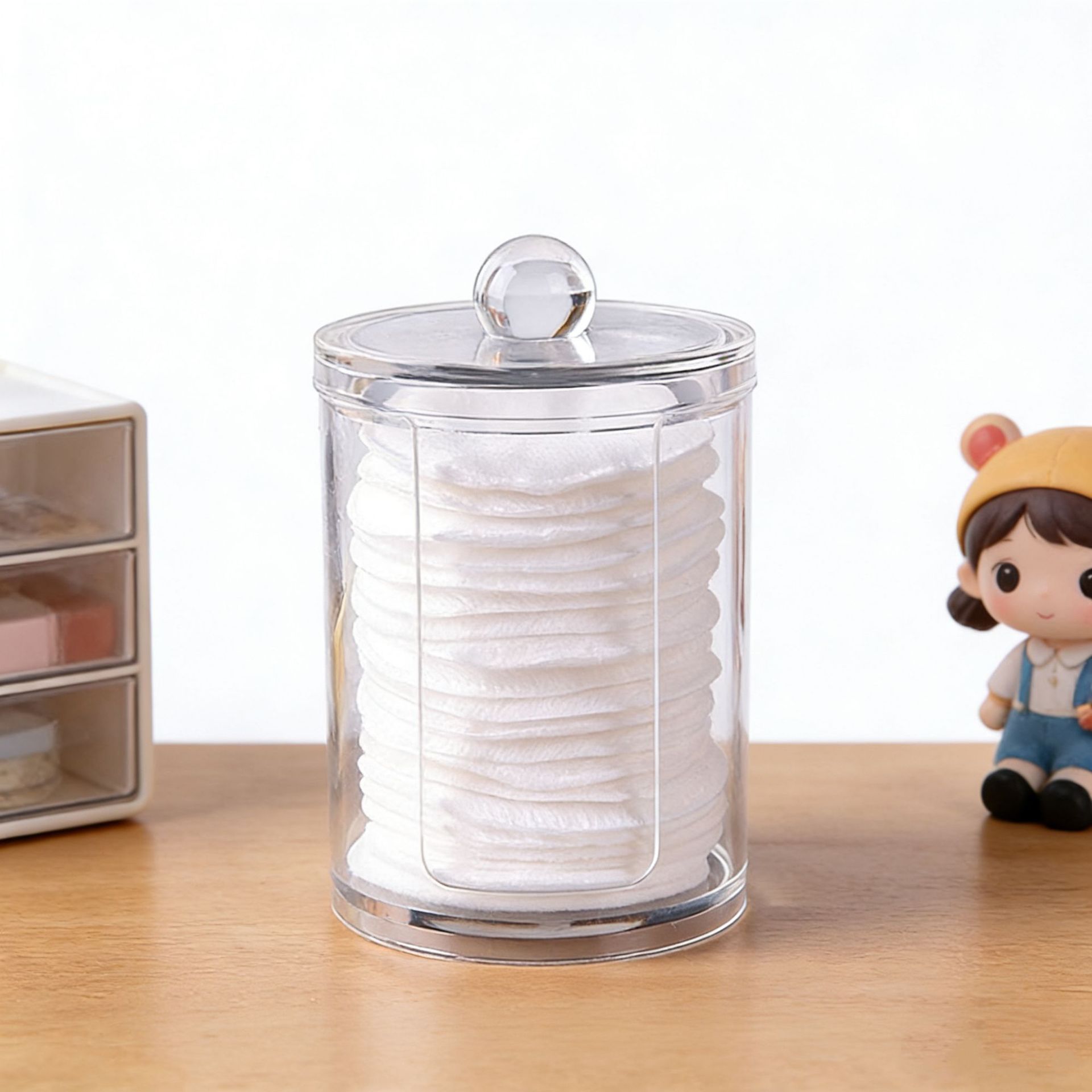 Boîte de tampons démaquillants monocouche avec ouverture