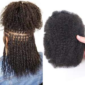 Trenzas de ganchillo Locs, cabello humano brasileño 100% Virgen sin procesar 4C Afro rizado, cabello humano trenzado a granel - Product Image 1