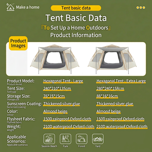 Tente de camping automatique hexagonale, imperméable, anti-UV, ouverture rapide, pour 6 personnes, pour activités de plein air - Product Image 6