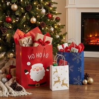 Sac en papier cadeau de luxe en carton blanc 210 g/m² réutilisable pour Noël, idéal pour les fêtes et l'emballage de courses en gros