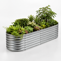 Pots de plantes et jardinières en acier galvanisé rondes pour l'extérieur, personnalisables.