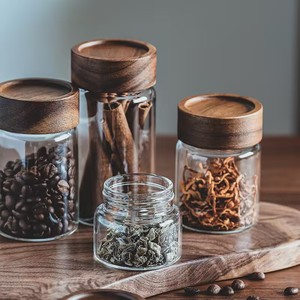 Recipiente de Vidrio de Alta Calidad Resistente al Calor para Almacenamiento de Alimentos <span class=keywords><strong>con</strong></span> Tapa de Madera Sellada, Recipiente Transparente de Borosilicato para <span class=keywords><strong>Cereales</strong></span> y Legumbres - Product Image 5