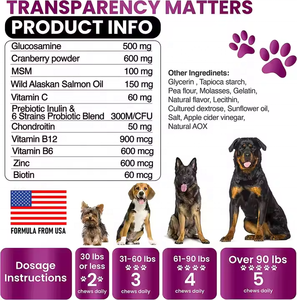 Suplementos de glucosamina masticables multivitamínicos 11 en 1 para perros, compatible con la movilidad de las articulaciones de la cadera, masticables suaves, cuidado de la salud de mascotas Premium - Product Image 6