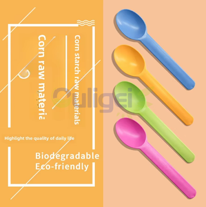 Cuchara de yogur desechable personalizable al por mayor de fábrica, cubiertos de almidón multicolor para llevar con embalaje individual - Product Image 5