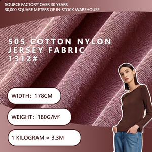 Tela de punto acanalado de algodón y nailon 50S, 178 cm de ancho, 180 g/m², suave y elástica, para camisetas, camisetas básicas, vestidos y ropa de estar por casa. - Product Image 1