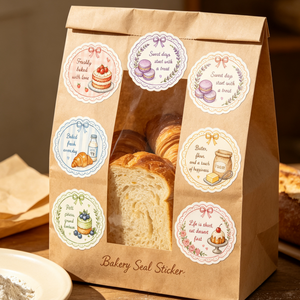 Custom Cute Dessert Themed Label <b>Sheets</b> Premium Coated Paper Soft Pastel Graphic Adhesive Tags For Homemade Baked Goods - Product Image 1