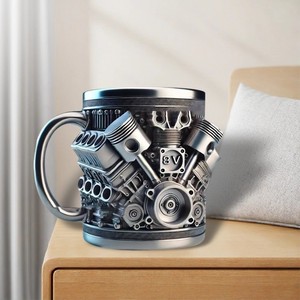 Sınır Ötesi V8 Motor Kupası V6 Yaratıcı Kupa Plastik El Yapımı Lüks Niş Mekanik Motor Süsü El Boyaması BAYKUŞ Şeklinde Anime - Product Image 5